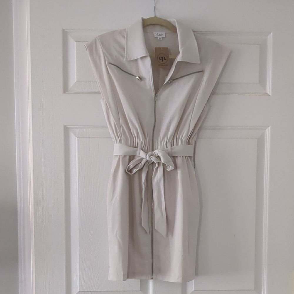 Elegant Cream Utility Dress with Belt | XS | NWT